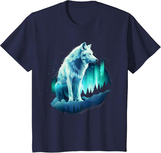 Wolf Northern Lights Alaska Arctic Up North White Wolf Lover