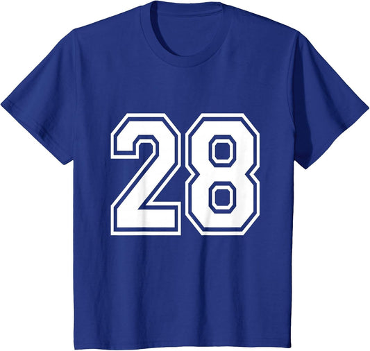 Number 28 Varsity Sports Team Jersey 28th Birthday 28 Years