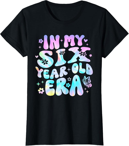 Groovy in My Six Year Old Era Girl 6th Birthday 6 Yrs Old