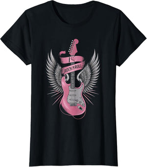 I Love Rock and Roll Pink Guitar Angel Wings Vintage