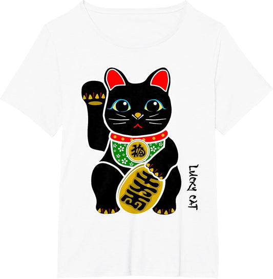 Lucky Cat Black Maneki-Neko Japanese Good Luck Feng Shui