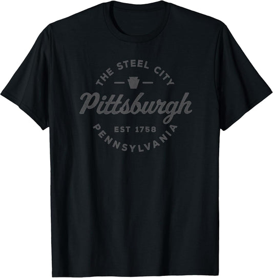 Vintage Pittsburgh Circle Logo Men Retro Throwback Souvenir