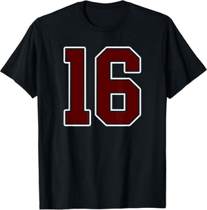 Maroon and White Number 16 Jersey Player Uniform #16 Fan