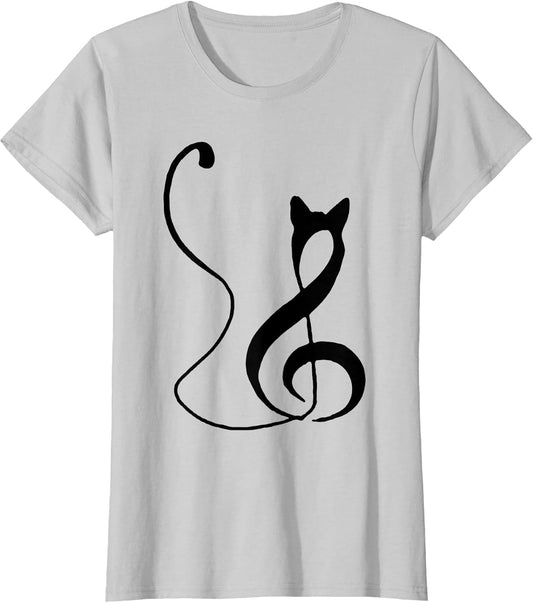 Music Note Inspired Cat Minimalist Music Lover Design