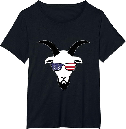 4th of July American Hipster Goat with Beard and Sunglasses