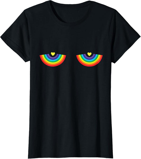 Rainbow Boobs LGBTQ Feminist Gay Lesbian Pride Bra Heart