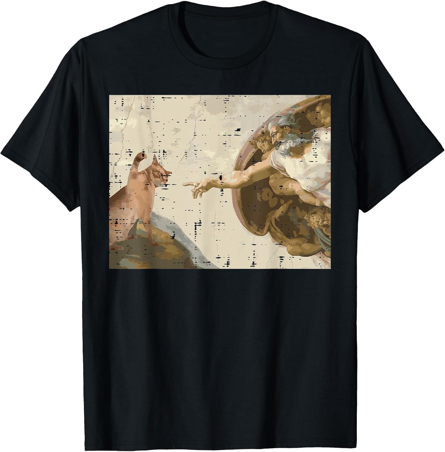 Creation of Adam Cat Painting Funny Art Meme Men Women Kids