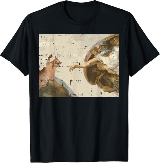 Creation of Adam Cat Painting Funny Art Meme Men Women Kids
