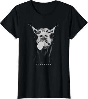 Playful Doberman Serving Attitude with a Tongue-Out Smirk