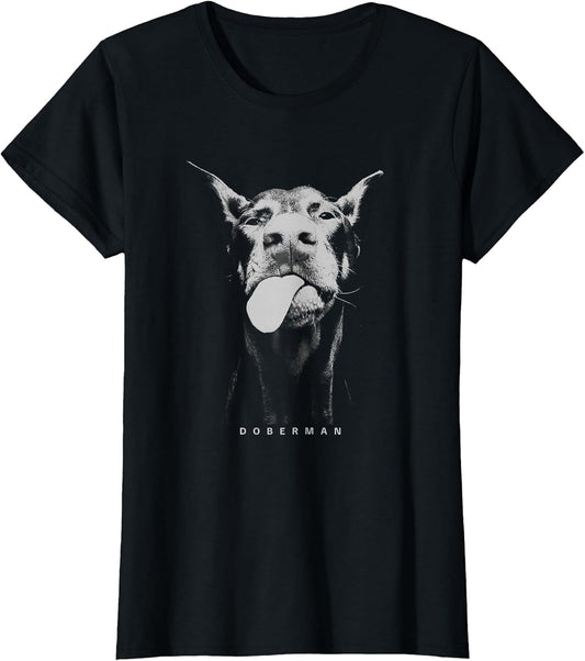 Playful Doberman Serving Attitude with a Tongue-Out Smirk