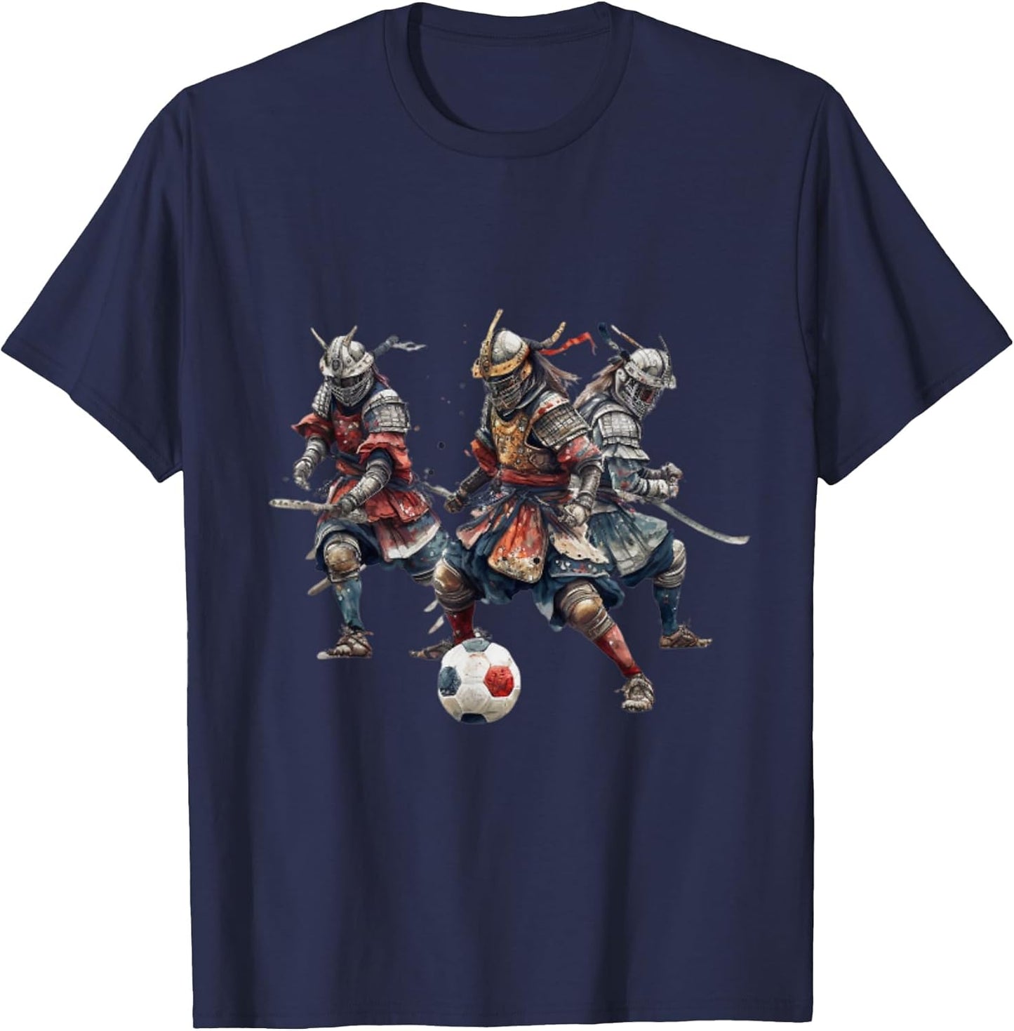 Fun Samurai Playing Soccer Football Bushido Warrior Japanese