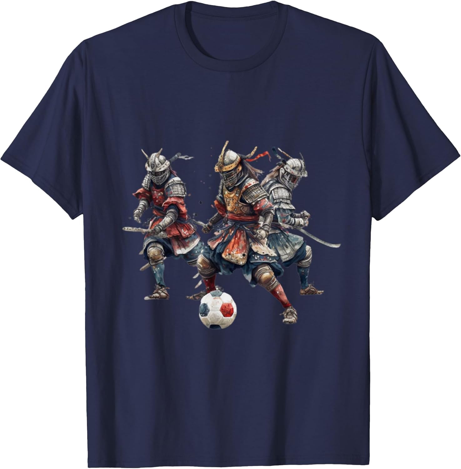 Fun Samurai Playing Soccer Football Bushido Warrior Japanese
