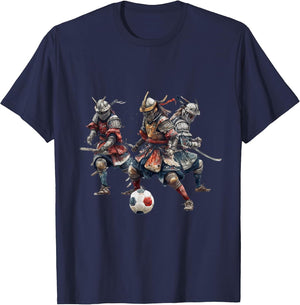 Fun Samurai Playing Soccer Football Bushido Warrior Japanese