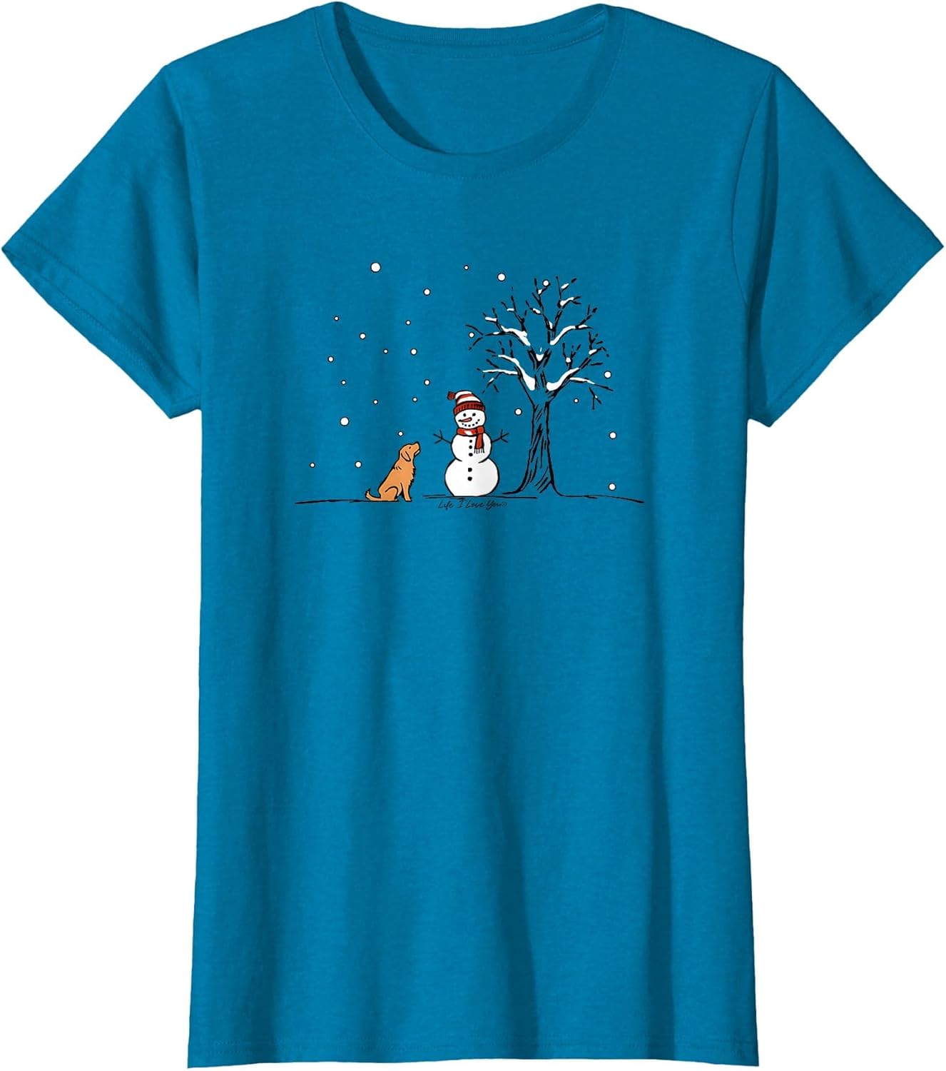 Peaceful Winter Scene Snowman and Dog
