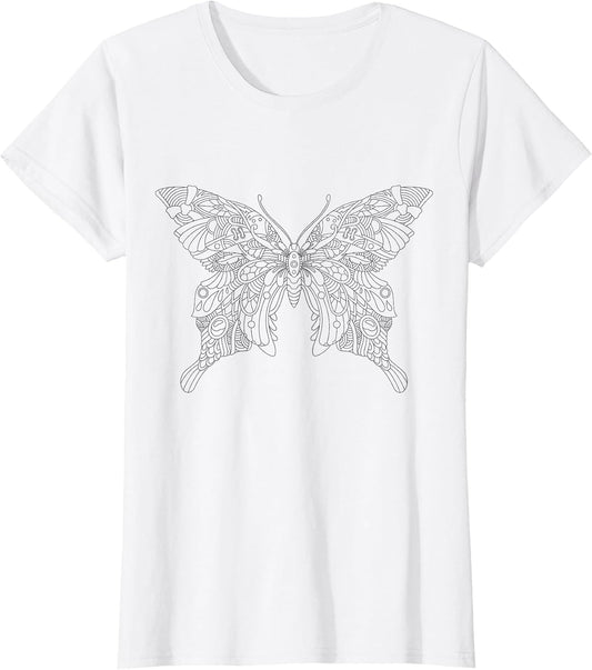 Butterfly Mandala for Children to Paint and Color in
