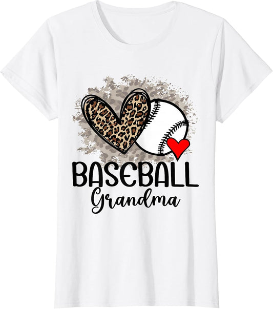 Baseball Grandma Funny Leopard Heart Proud Baseball Grandma