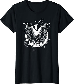 Vampire Bats and Moon with Stars at Night Halloween Goth