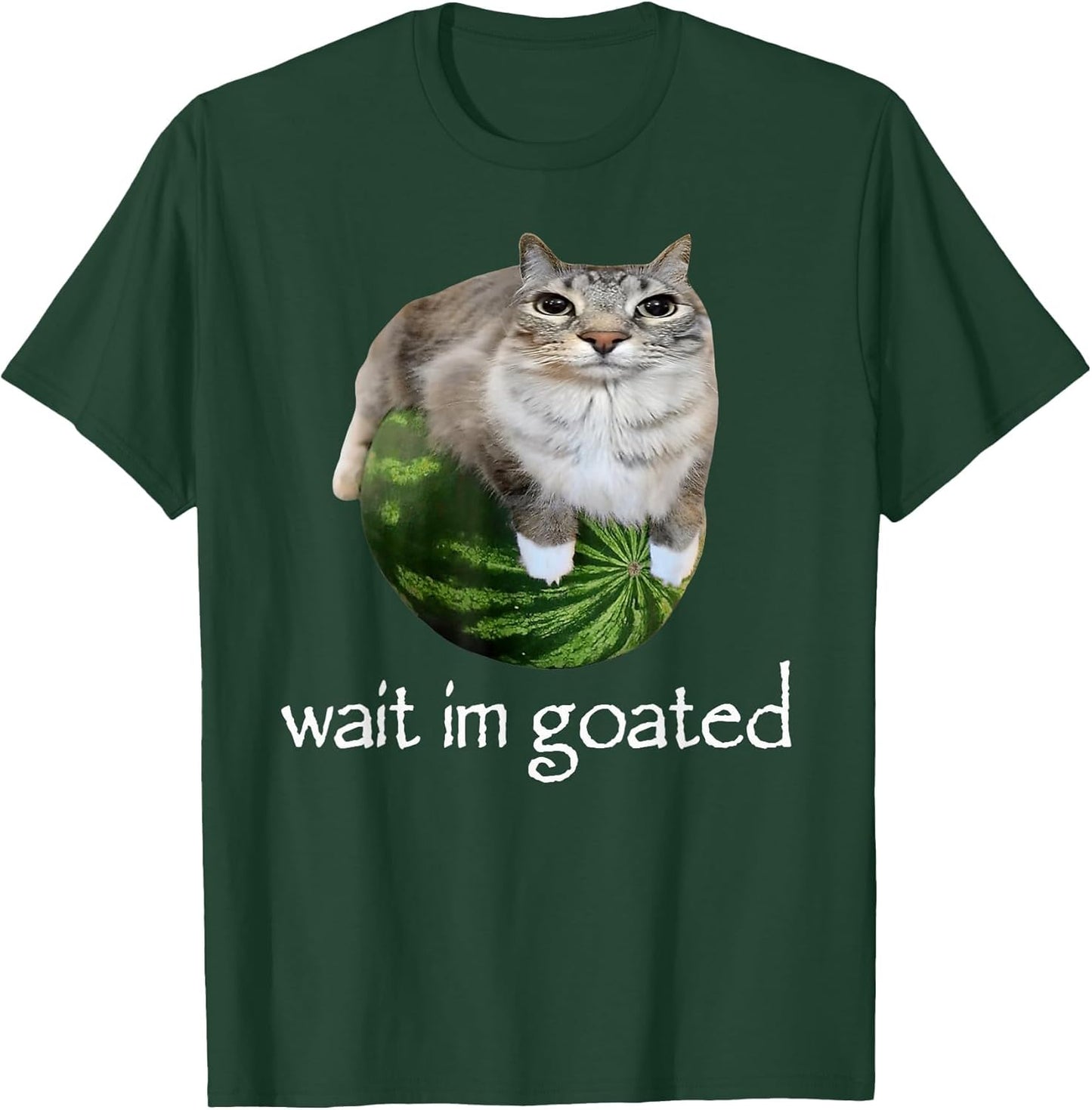 Wait I'm Goated Cat Meme Funny Watermelon Silly Cat Humor