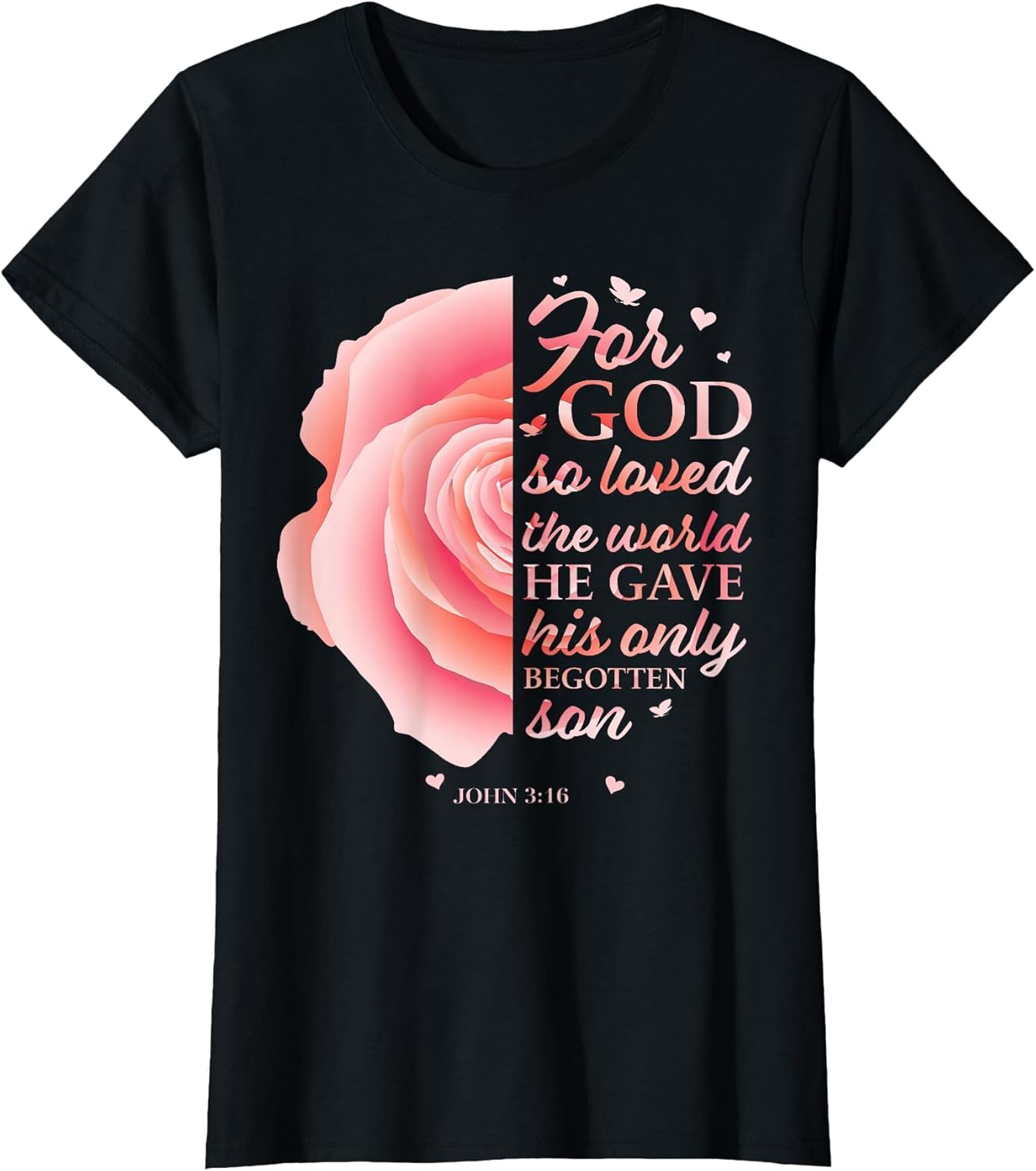 John 3:16 Pink Flower Christian Sayings Women Gifts Mom Her