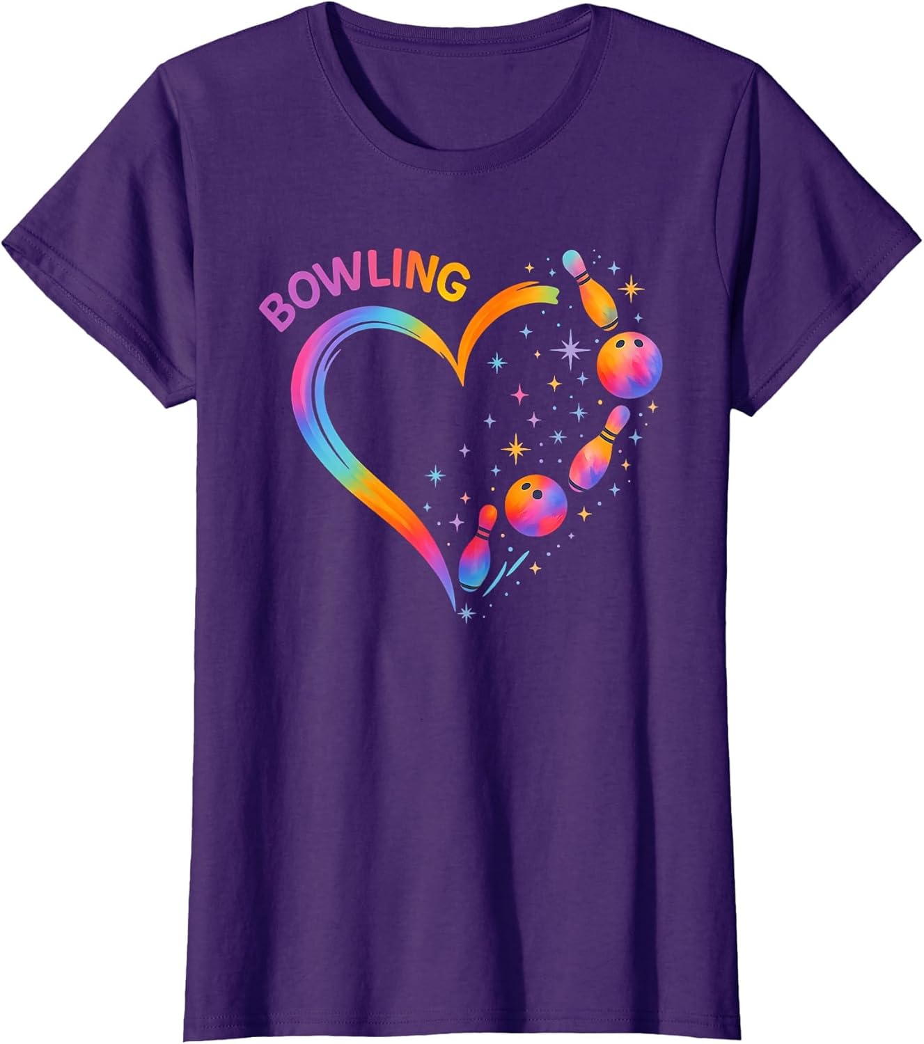 Bowling Heart Colorful Pin Lovers Bowler Bowling Women Girls
