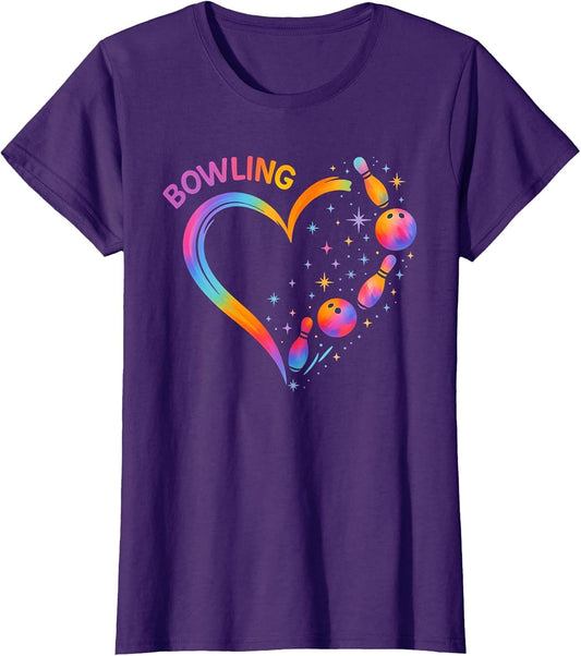 Bowling Heart Colorful Pin Lovers Bowler Bowling Women Girls