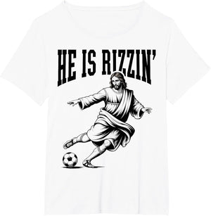 Rizzen Funny Sports Rizz He is Rizzin Jesus Playing Soccer