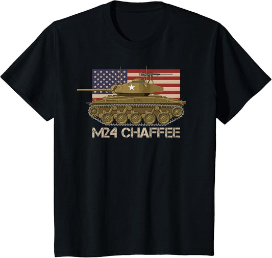 M24 Chaffee American WW2 Light Tank USA American Flag