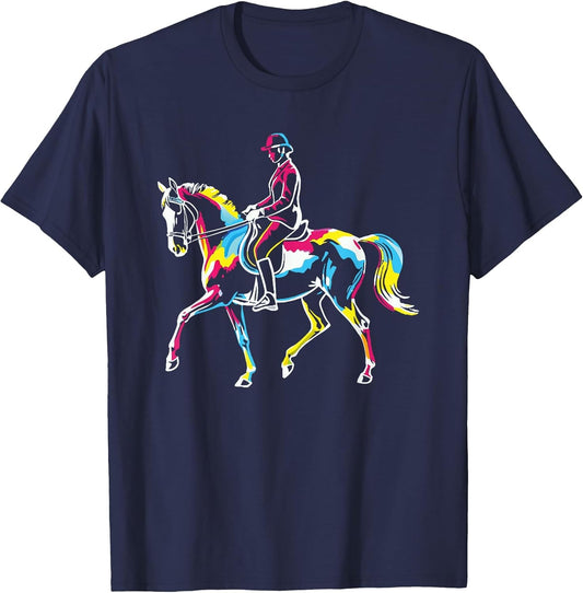 Dressage Horse Riding - Vintage Colorful Equestrian Lover