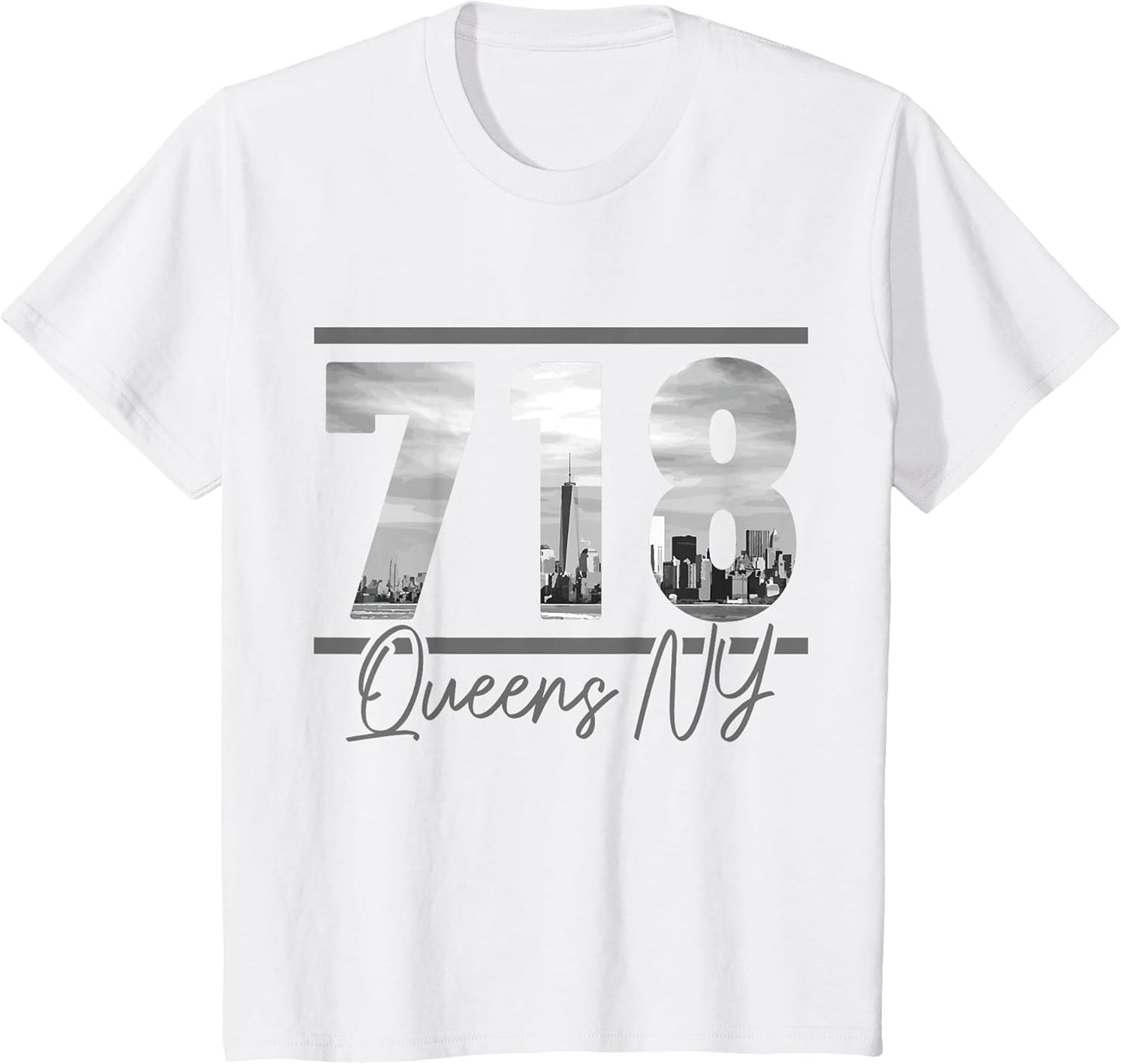 New York City 718 Area Code Skyline Queens NY NYC Vintage