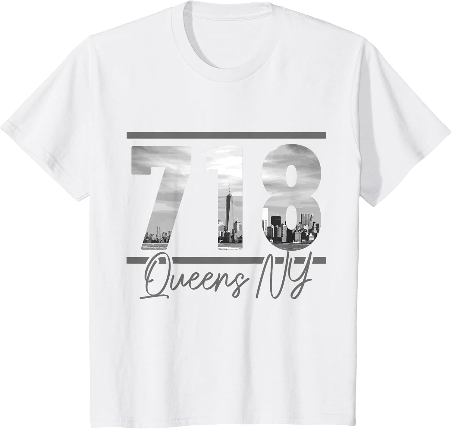 New York City 718 Area Code Skyline Queens NY NYC Vintage