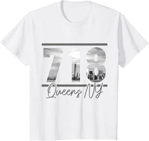 New York City 718 Area Code Skyline Queens NY NYC Vintage