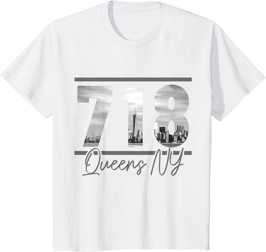 New York City 718 Area Code Skyline Queens NY NYC Vintage