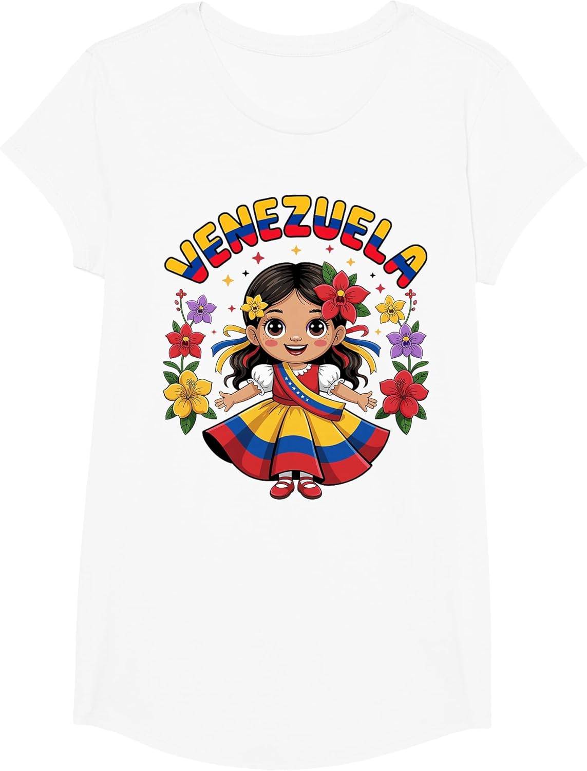 Cute Venezuela Girl Traditional Dress Colorful Art Kids