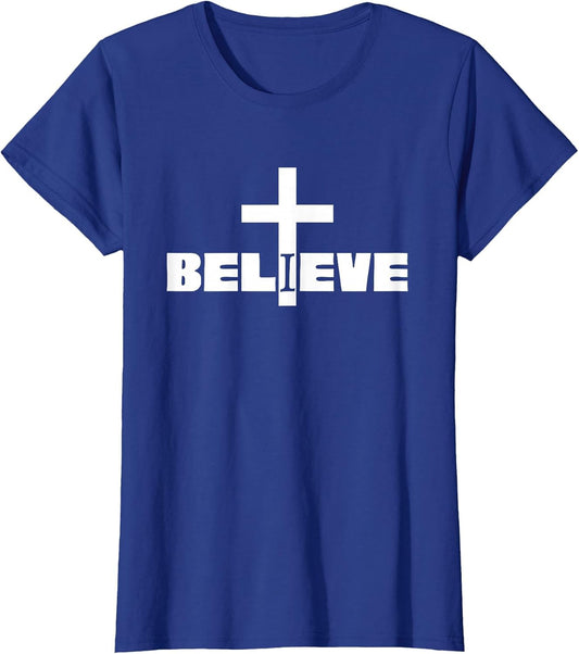 I Believe Christian Saying with Cross
