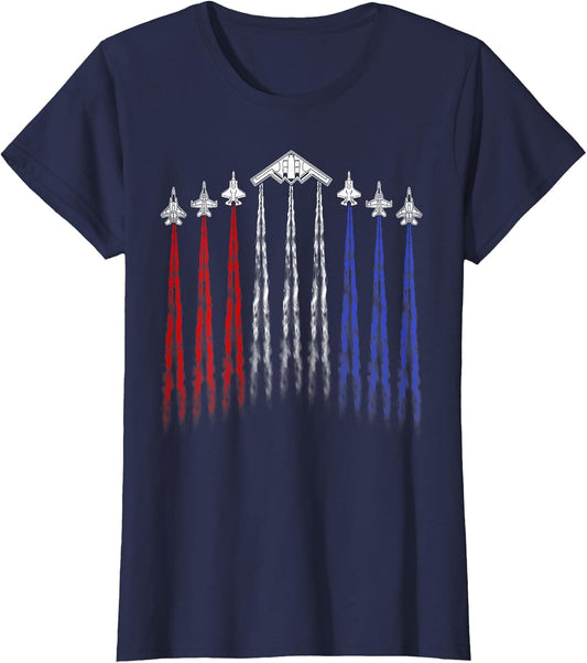 4th of July Fighter Jet Airplane Red White Blue Patriotic