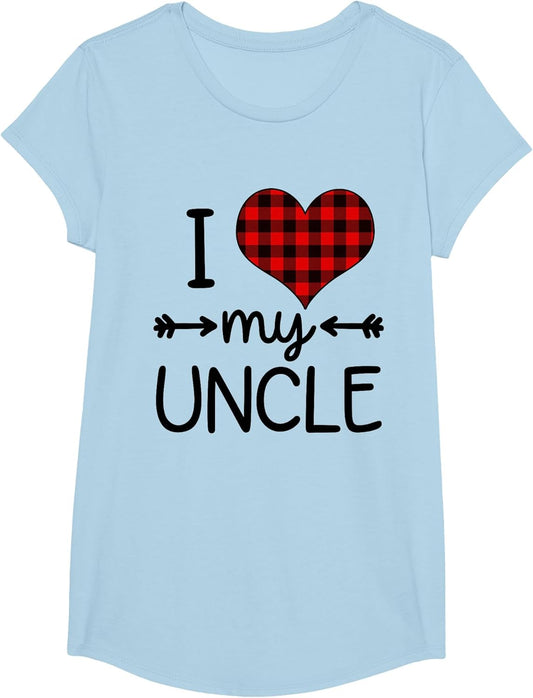 I Love My Uncle Heart Plaid for Babies and Toddlers