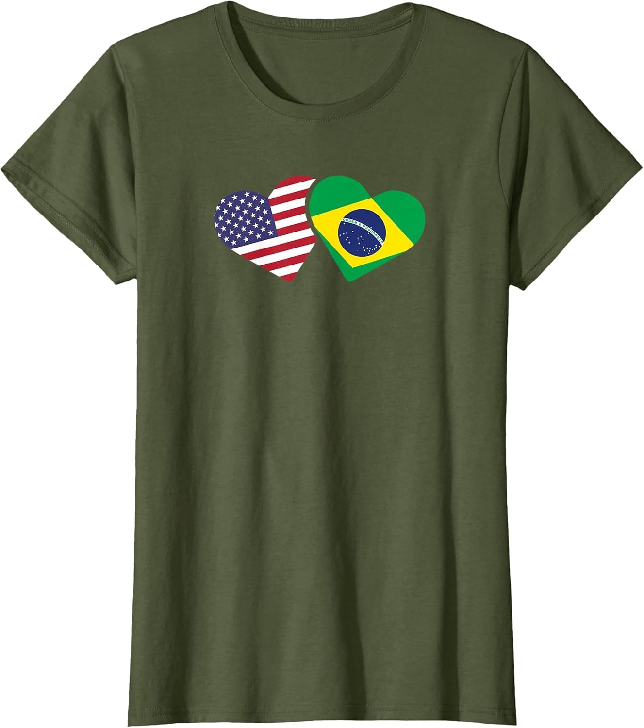 Brazil USA Flag T Shirt Heart Brazilian Americans Love Cute