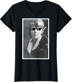 Funny Amelia Earhart Internet Meme Sunglasses T Shirt