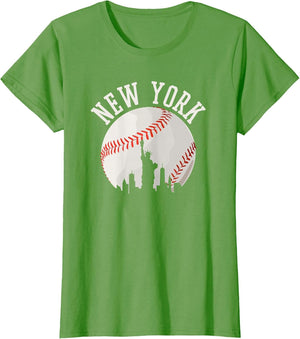Downtown New York City Skyline, Vintage Baseball