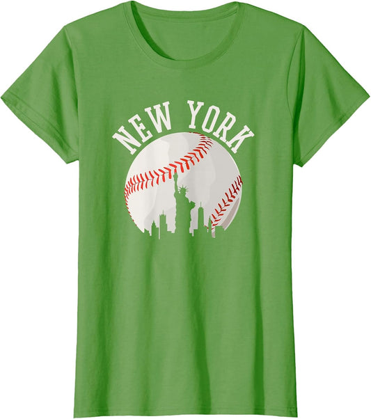 Downtown New York City Skyline, Vintage Baseball