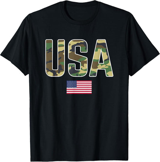 USA Camo Letters with American Flag Patriotic