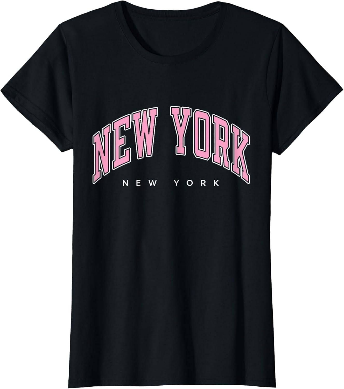 New York New York NY Varsity Style Pink Text