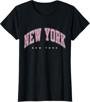 New York New York NY Varsity Style Pink Text