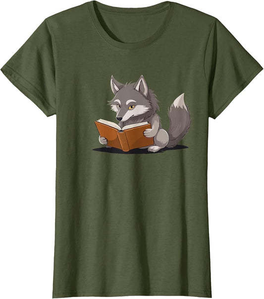 Cute Wolf is Reading a Book, Reading Wolf