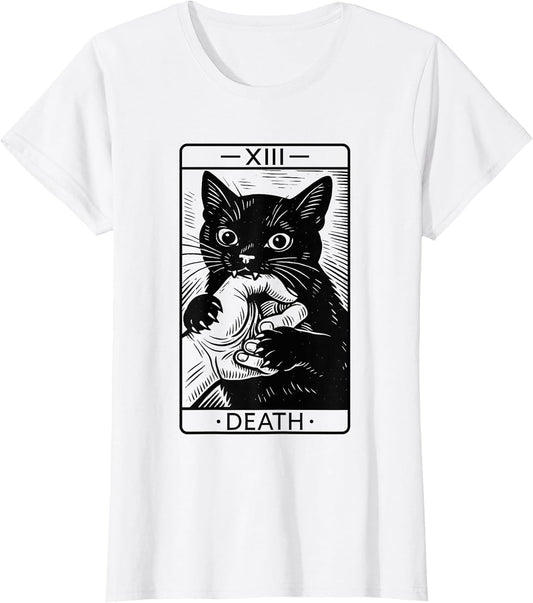 Black Cat Tarot Card Shirt, Funny Witchy Halloween Meme