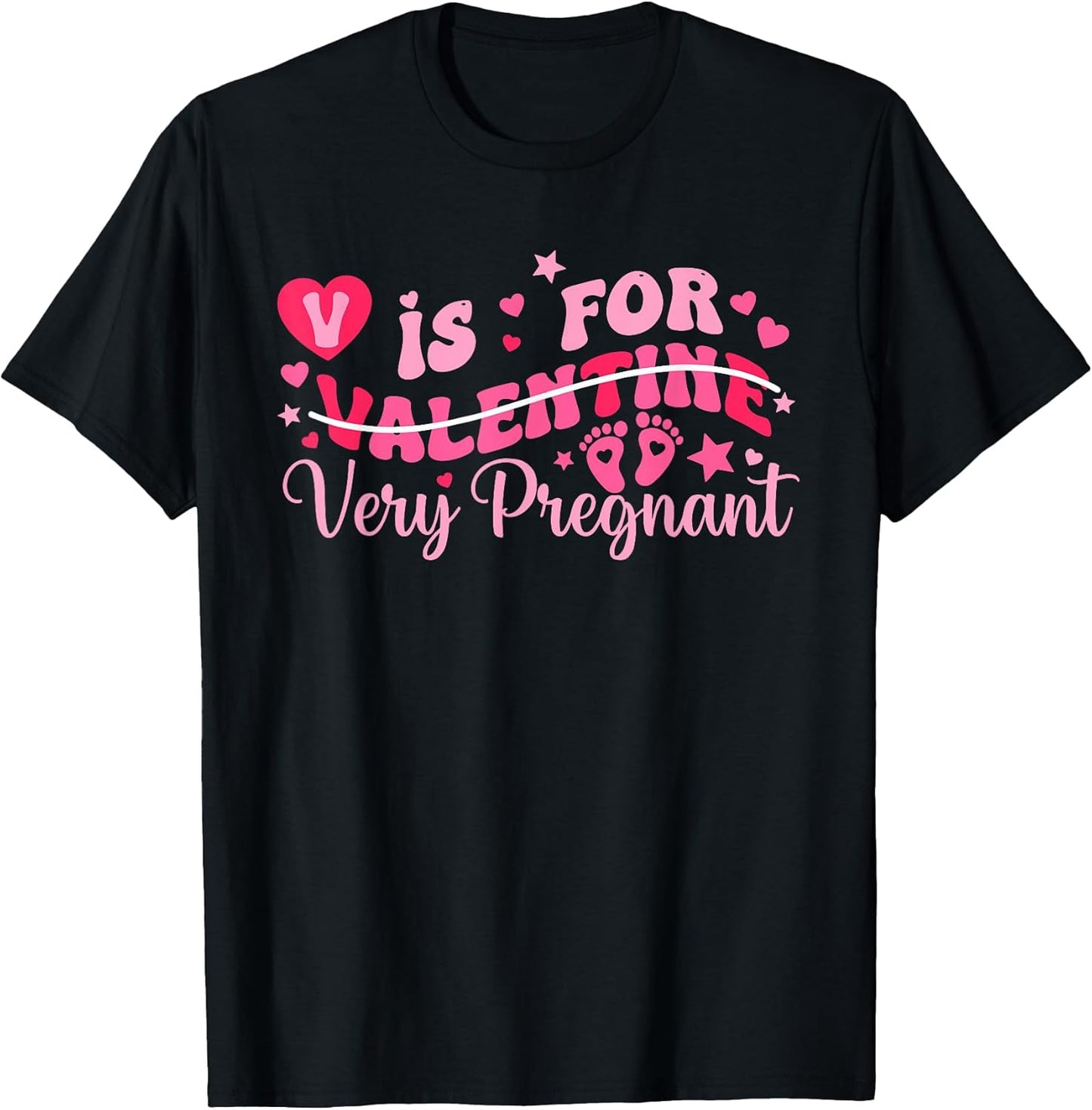 V is for Very Pregnant Pink Typography Valentine Design