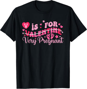 V is for Very Pregnant Pink Typography Valentine Design