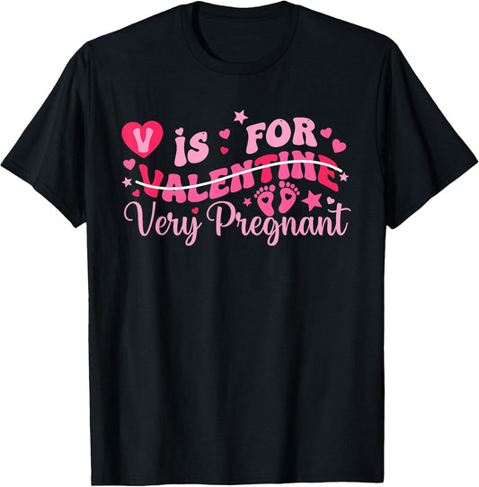 V is for Very Pregnant Pink Typography Valentine Design