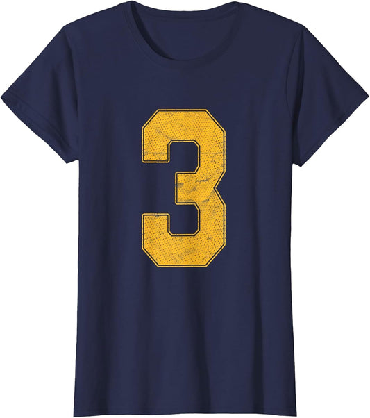 Number 3 Numbered Uniform Sports Team Jersey 3rd Birthday