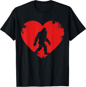 Bigfoot Sasquatch Retro Heart Funny Valentines Day Men Women